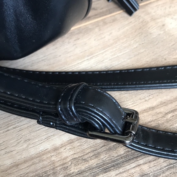 Lionel Black Leather Look Braided and Studded Cross Body Purse with Tassels - Picture 3 of 8